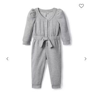 NWT Janie and Jack Puff Sleeve Gray Jumpsuit 4 Pigeon Wing Heather Cozy Soft